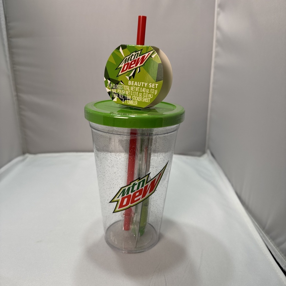 Mountain Dew Mtn Dew 6pc Beauty Set Tumbler Lip Gloss Nail Polish 2023 Original